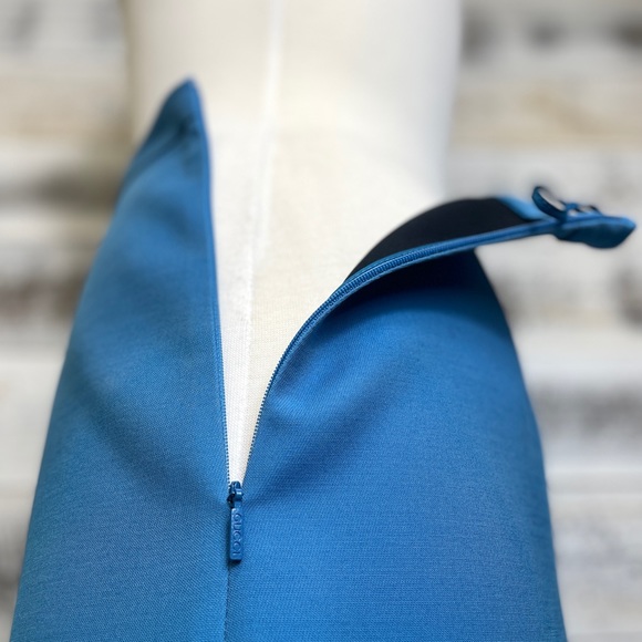 GUCCI Blue Wool Roman Numeral Skirt Size 40 4 610297 Midi Runway Lined Rare Chic - Picture 11 of 16